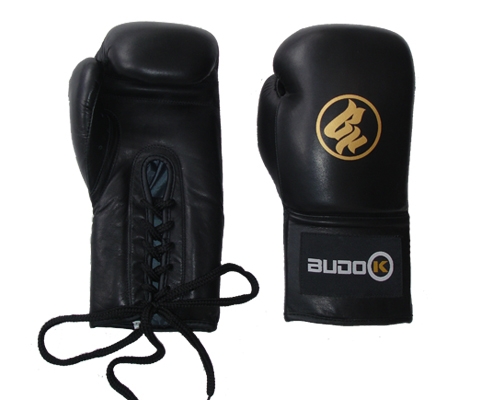 Boxhandschuh mit Schnürung, BUDOK Champ, black