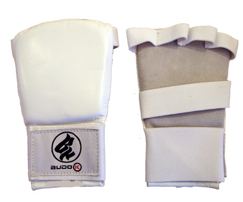 Karate Handschutz, BUDOK, weiss, Leder